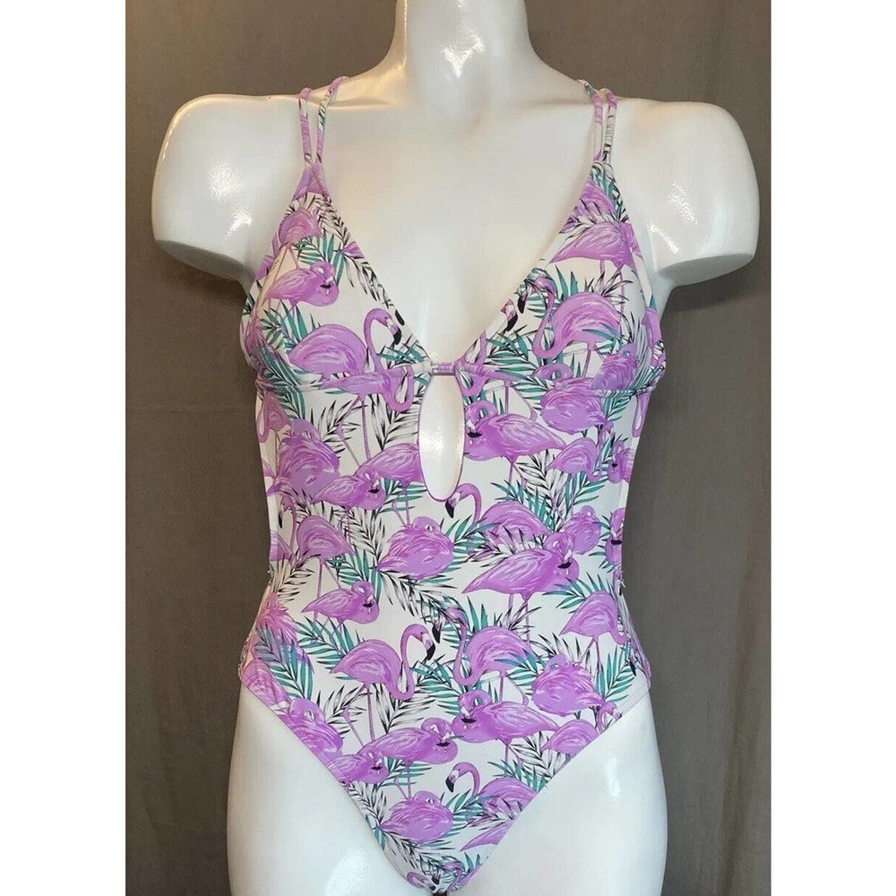 Rip Curl Womens Mai Tai Flamingo Cheeky One-Piece Swimsuit Purple Size X-Small - Picture 1 of 16